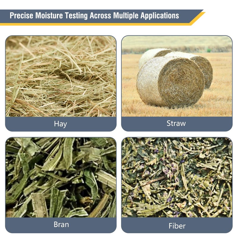 Hay Moisture Tester, Portable Hay Moisture Meter, Straw, Forage Grass,