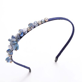 IYOU Retro Rhinestone Hair Band Crystal Navy Blue Hair Bands Party Birthday Hair Accessories for Women and Girls