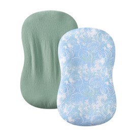 TADO MUSLIN Baby Lounger Cover 2 Pack, 100% Organic Cotton Muslin, Soft & Breathable Newborn Lounger Slipcover, Fits Most Infant Loungers, Machine Washable, Neutral & Cute Designs