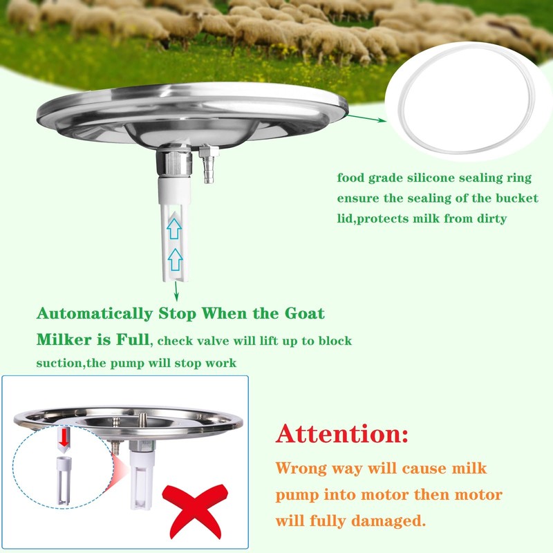 Lyfreen Electric Goat Milking Machine, Portable Auto Goat Milker with