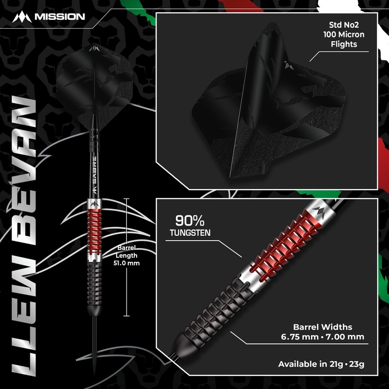 Mission | Llew Bevan Darts | Steel Tip | 90%