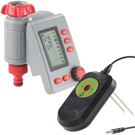 Royal Gardineer Moisture Sensor Soil: Digital Irrigation Computer with Rain & Soil Moisture Meter (Soil Meter, Watering with Moisture Sensor, Garden Hose)