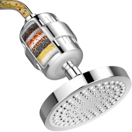 Cabezal de ducha de 6' con filtro de ducha de 15 etapas, cabezal de ducha de alta salida con cartucho de filtro para agua dura,elimina el cloro y sust