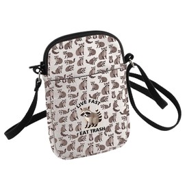 HOLLP Funny Raccoon Gift Raccoon Lover Crossbody Bag Live Fast Eat Trash Small Sling Bag for Raccoon Owner, Live Fast Eat Trash