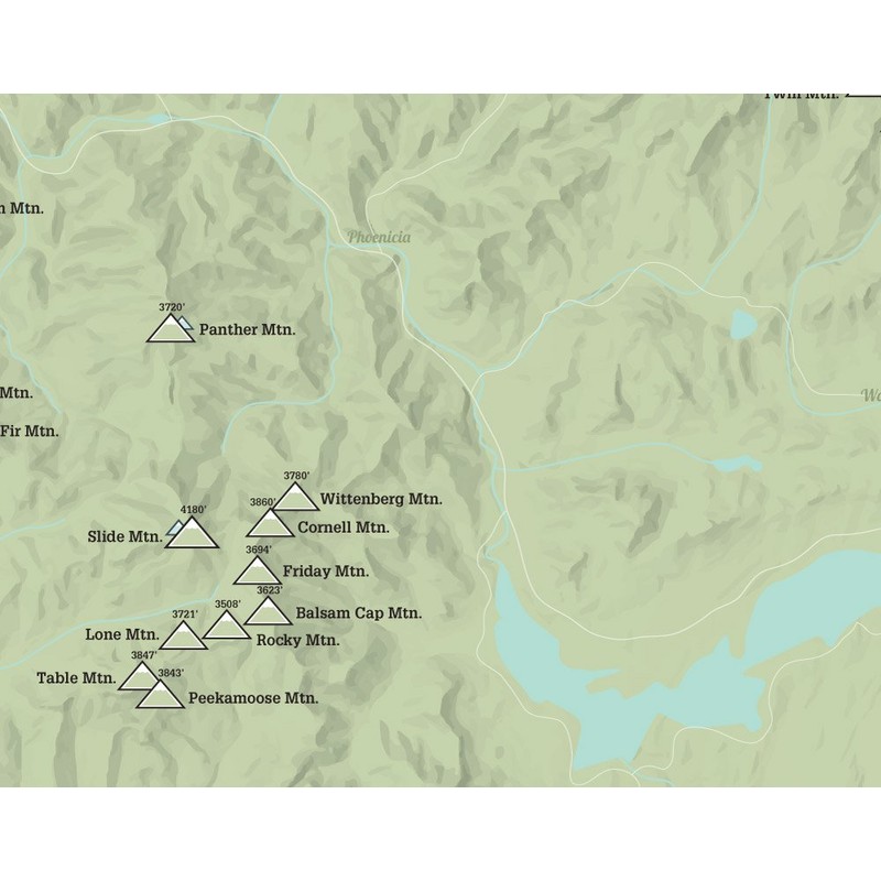 Catskill High Peaks Map 11x14 Print (Sage | Walnut Frame)