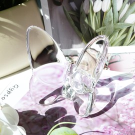 Lioaeust Crystal Butterfly Figurines,Flying Butterfly Figurine Decor Crystal Cut Glass Butterfly Ornament Statue Animal Collectible Home Ornament Decor Transparent