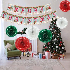 Christmas Party Decorations, Christmas Decorations Party Banner Set, Christmas Hanging Decoration, Reusable Merry Christmas Paper Banner Indoor Decoration for Xmas Party Decorations