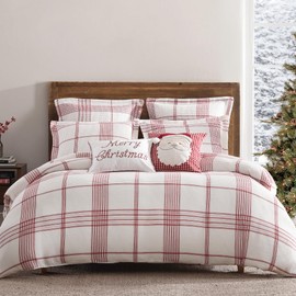 Levtex Home - Peppermint Plaid Comforter Set - King Comforter + Two King Pillow Cases - Red, Cream - Waffle Plaid - Comforter (106 x 94in.) and Pillow Case (36 x 20in.) - Cotton
