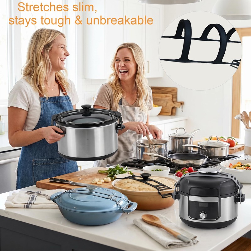 Rxuiael Adjustable Silicone Lid Lock Strap for Slow Cookers and
