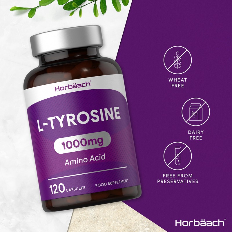 L-Tyrosine 1000mg Supplement | 120 Capsules | High Strength Free