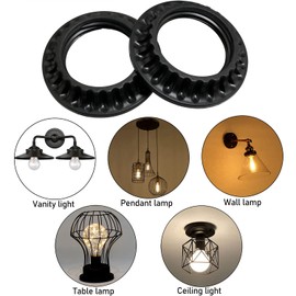 LUORNG 6PCS Light Socket Rings, Lamp Shade Collar Ring, Lock Socket Replacement Adapter Ring, Retainer Rings for Light Fixtures