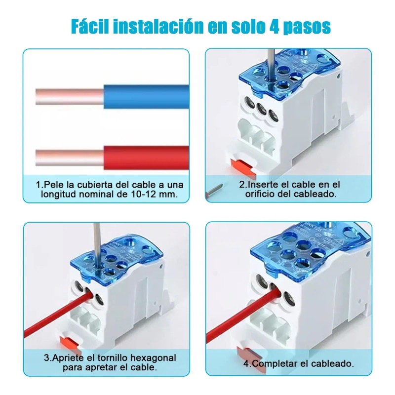 6caja Conexiones Eléctricas Bloque Distribución Riel Din 80a
