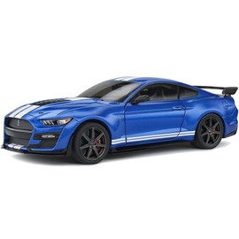 2020 Ford Mustang Shelby GT500 Fast Track Ford Performance Blue Metallic with White Stripes 1/18 Diecast Model Car by Solido