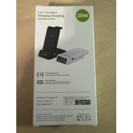 A60 4 in 1 Foldable Wireless  Charging Station with Alarm Clock for Apple