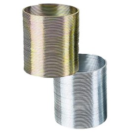 The Dreidel Company Metal Coil Spring, Silver & Gold Metal Magic Springy Toy for Kids, Party Favor, Birthday Parties, Carnival Prizes, Goody Bag Filler, 2” Inches (2-Pack)