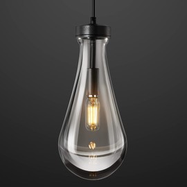 LIANGMH Raindrop Pendant Lights Kitchen Island Teardrop Black Hanging Light Fixtures Clear Solid Glass Pendant Light Modern Chandeliers for Dining Room Porch Corridor Living Room