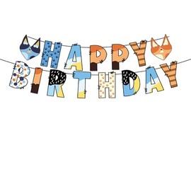 Happy Birthday Banner, Bluey Dog Birthday Banner Garland Birthday Colourful for Adults and Children Birthday Party Decoration