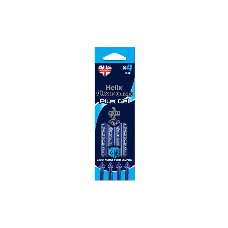Helix Oxford Plus Gel Pens (x4 Pack Blue Ink) with