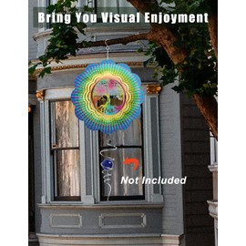 Tree of Life Wind Spinner Hanging, 12in Multicolor Metal Wind Catcher Large Outdoor Patio Yard Ornament, 3D Kinetic Wind Sculptures Outside Garden Decoration, Stainless Steel Spinfinity Art Décor Gift