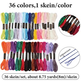 CABODYALS 288M 36 Skeins Embroidery Floss Colorful Kit Cross Stitch Thread Bulk Pack Rainbow Soft 6 Ply Polycotton Yarn String for Sewing Making Friendship Bracelets Beginners Diy Craft Supplies
