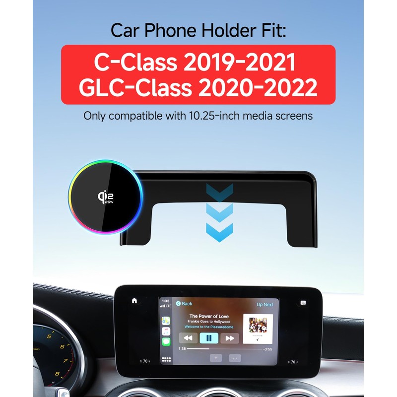 Qi2.2 25W Wireless Charger Car Phone Mount for Mercedes-Benz GLC
