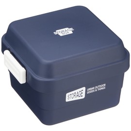Storage 4677043 Square Storage Lunch, Navy, 2-Tier, Lower Level, 13.5 fl oz (400 mm), Upper Level: 8.7 fl oz (220 ml)
