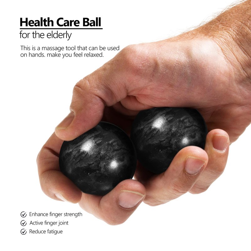 EXCEART 2 x Jade Ball Marble Hand Balls Chinese Health