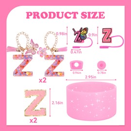 Liangang Cup Accessories Set, 9 Pieces, Compatible with 30-40 oz Cups, Pink, Includes Straw Cover, Boot, Stopper, Handle Charms (Z)