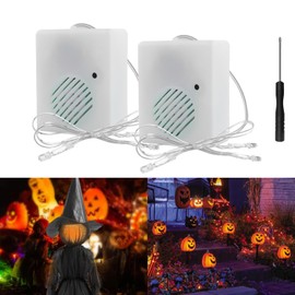 2 Pack Halloween Sound Effects Box with LED, Battery Powered Horror Screaming Tricky Scary Sound Player, Voice-Activated Witch & Ghost Sound Effects for Pumpkin Inflatables Eyeballs Ghost