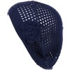 BYOS - Gorro de ganchillo para mujer, Red con flor-azul