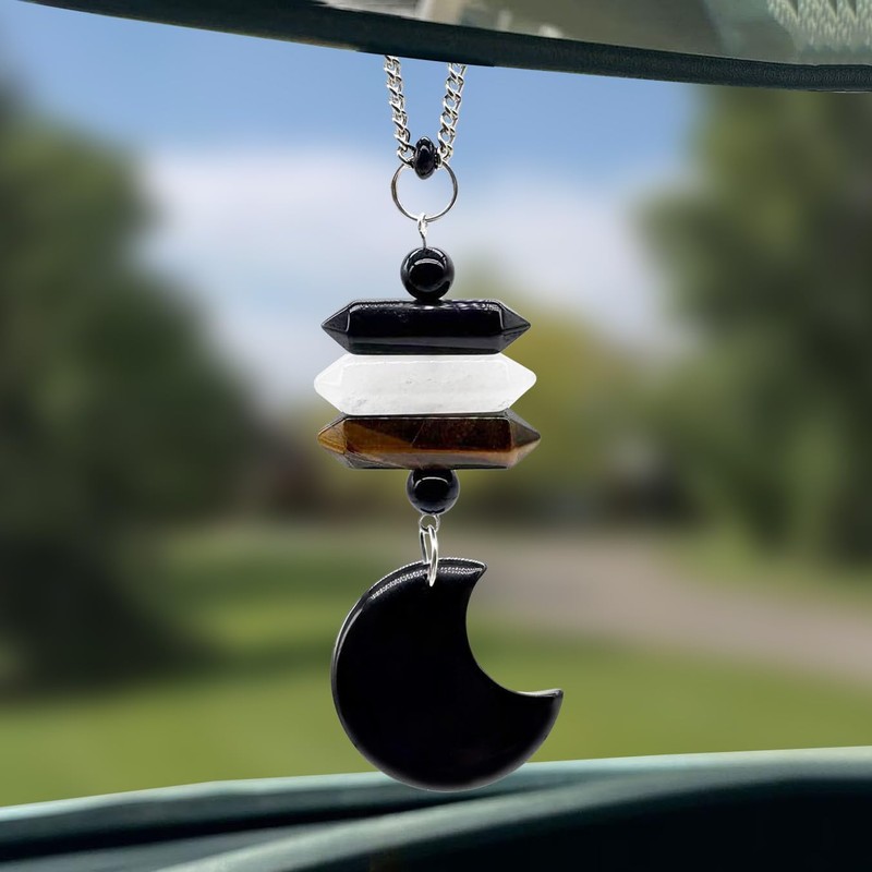 Moon Crystal Suncatcher Pendant with Healing Stones - Lucky Charm
