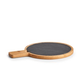 Zeller 24509 Chopping / Serving Board with Handle Bamboo / Slate Approx. 29.5 x 22 x 1.5 cm