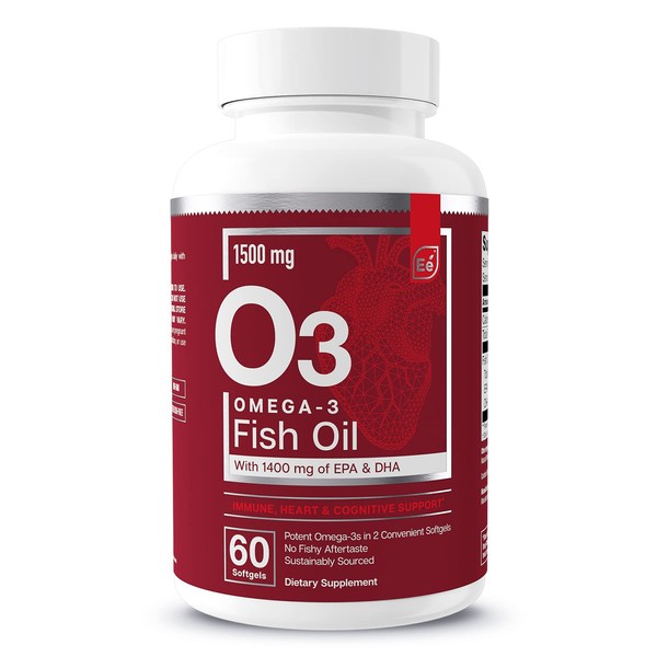 Essential Elements Omega-3 Fish Oil Supplement with EPA & DHA | Fatty Acids for Immune, Heart & Cognitive Support | Omega-3 Fish Oil 60 Softgels