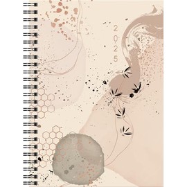 rido/idé Book Calendar Model Timing 1 (2025) "Abstract", 2 Pages = 1 Week, A5, 160 Pages, Graphic Cover, Beige