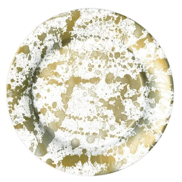 Caspari Splatterware Paper Dinner Plates in Gold - Pack of 8