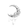 MapofBeauty 2 pcs Black Moon Flower Prints Temporary Waterproof Tattoo