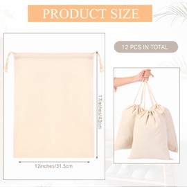 Shinylin 12 Packs Coin Money Sacks Party Gift Bag 12" x 17" Drawstring Bank Deposit Cotton Bags Heavy Duty Canvas Sacks for Transit Coins Currency Cash Travel Organizer Gift