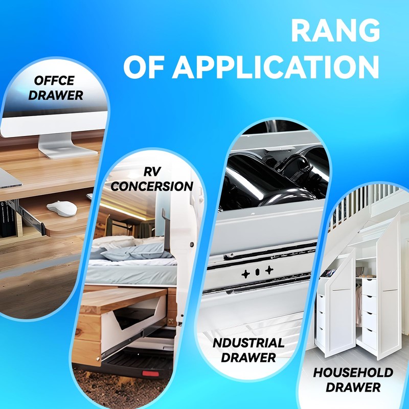 1 Pair Heavy Duty Drawer Slides Full Extension Side Mount