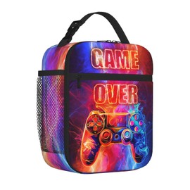 VelumVista Video Game Lunch Box for Boys Girls Insulated Game Lunch Bag for Kids Insulated Portable Lunch Tote Kit Reusable Cooler Bag for Men Women Adults Picnic Office Collega Travel Work