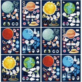 24 Sheets 8.27''×5.9'' Make Your Own Space Stickers for Kids Toddlers, Make a Face Stickers for Kids Party Favors Activities