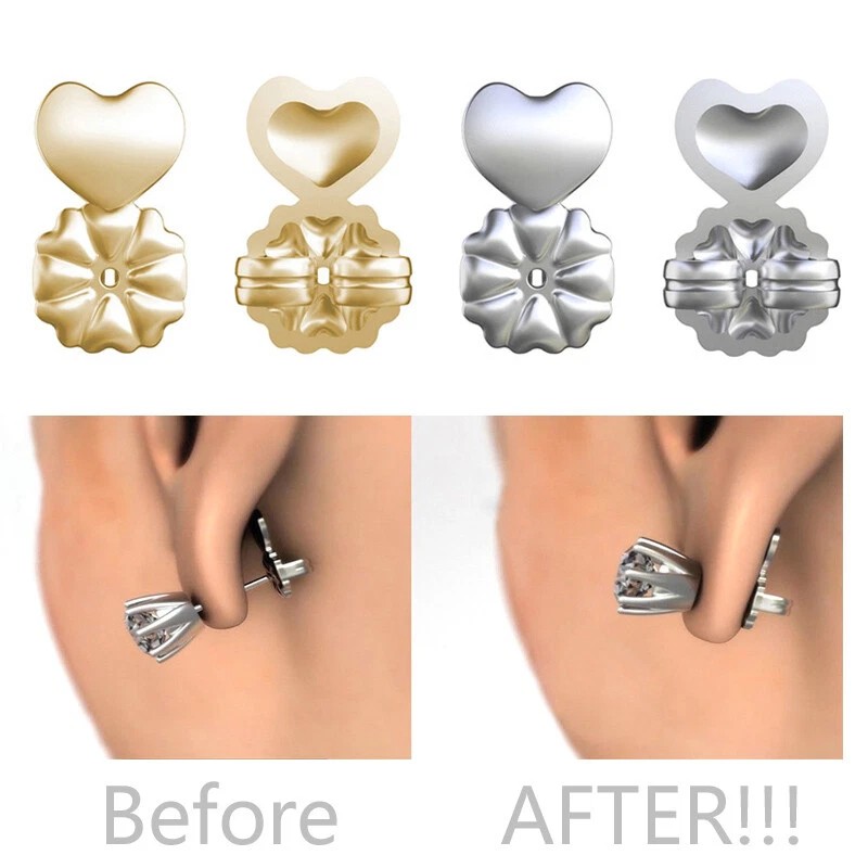 MagicEars 1pr Magic Backs Earring Lifters Silver Enlarged and Torn