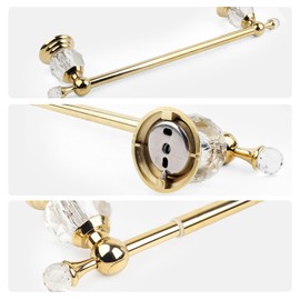 Wall Mounted Polished Gold Towel Bar,Crystal Towel Holder Adjustable Towel Rack Expandable Rail Bathroom Accessories