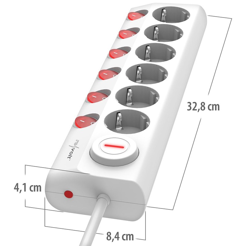 revolt Set of 4 6-Way Socket Strips, Individually Switchable, Main