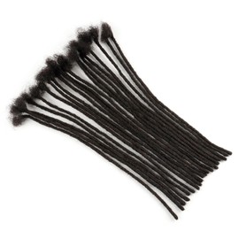 WacanDan 0.2cm Thickness 100% Human Hair Dreadlock Extensions for Men/Women 10 Inch 100 Strands Full Handmade Can be Dyed and Bleached Permanent Loc Extensions Human Hair Natural Black