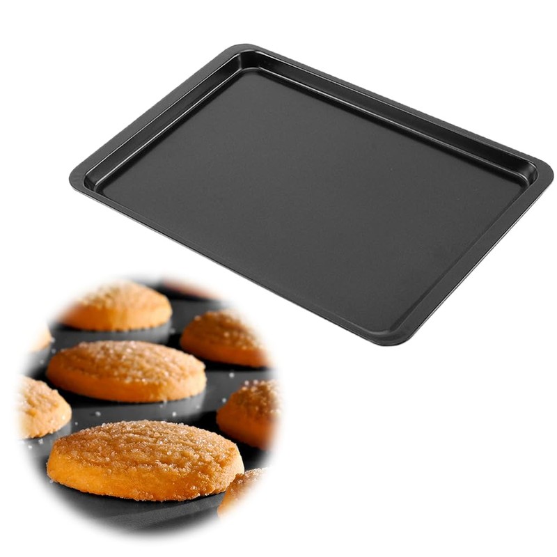 2 Pcs Black Carbon Steel Baking Trays, Large Rectangular Baking