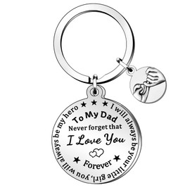 QMVMV Dad Keyring from Daughter Father’s Day Birthday Christmas keyring for Father Daddy Never Forget I Love You Forever I Will Always Be Your Little Girl keychain