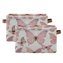 HSYYDS Butterflies Fabric Storage Baskets Collapsible Handles Storage Bins Closet Organizers Linen Clothes Open Storage Baskets Open 1 Pack