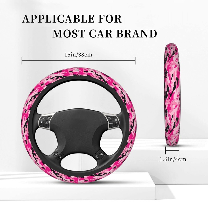 Mlanxi Camouflage Camo Pink 15 Inch Universal Steering Wheel Covers,