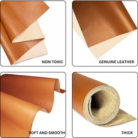Real Leather Sheets | Full Grain Tooling Leather | Caramel Brown | 6'' X 12" | 1.8-2.0 mm Thick | Cowhide Leather Sheet for Leathercrafts, Repairing and Home Decor by Kozmo