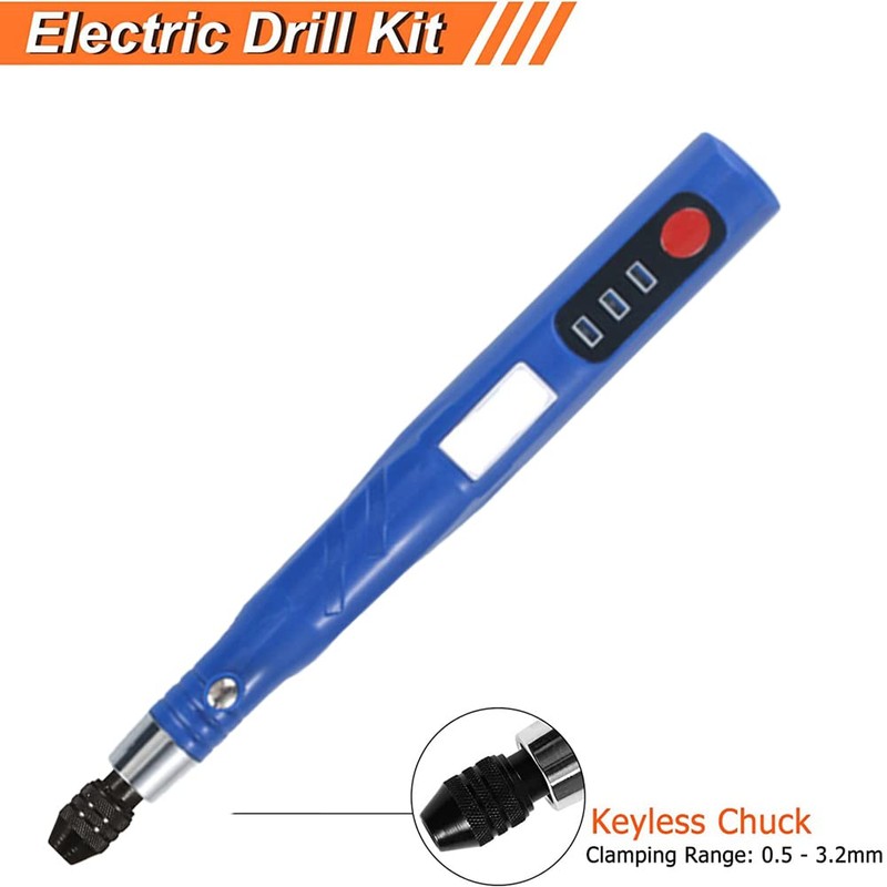 Bjworeye Electric Cordless USB Rechargable Hand Drill Kit for Jewelry